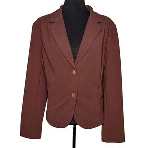 Allegra K Women’s Brown Knit Blazer Jacket 3X Stretch Classic Workwear Tailored